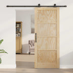 Porta Scorrevole Legno Pino Naturale e Nero 83 x 202 cm