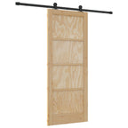 Porta Scorrevole Legno Pino Naturale e Nero 83 x 202 cm