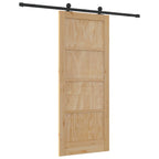 Porta Scorrevole Legno Pino Naturale e Nero 83 x 202 cm