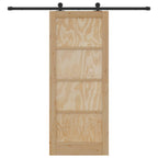 Porta Scorrevole Legno Pino Naturale e Nero 83 x 202 cm