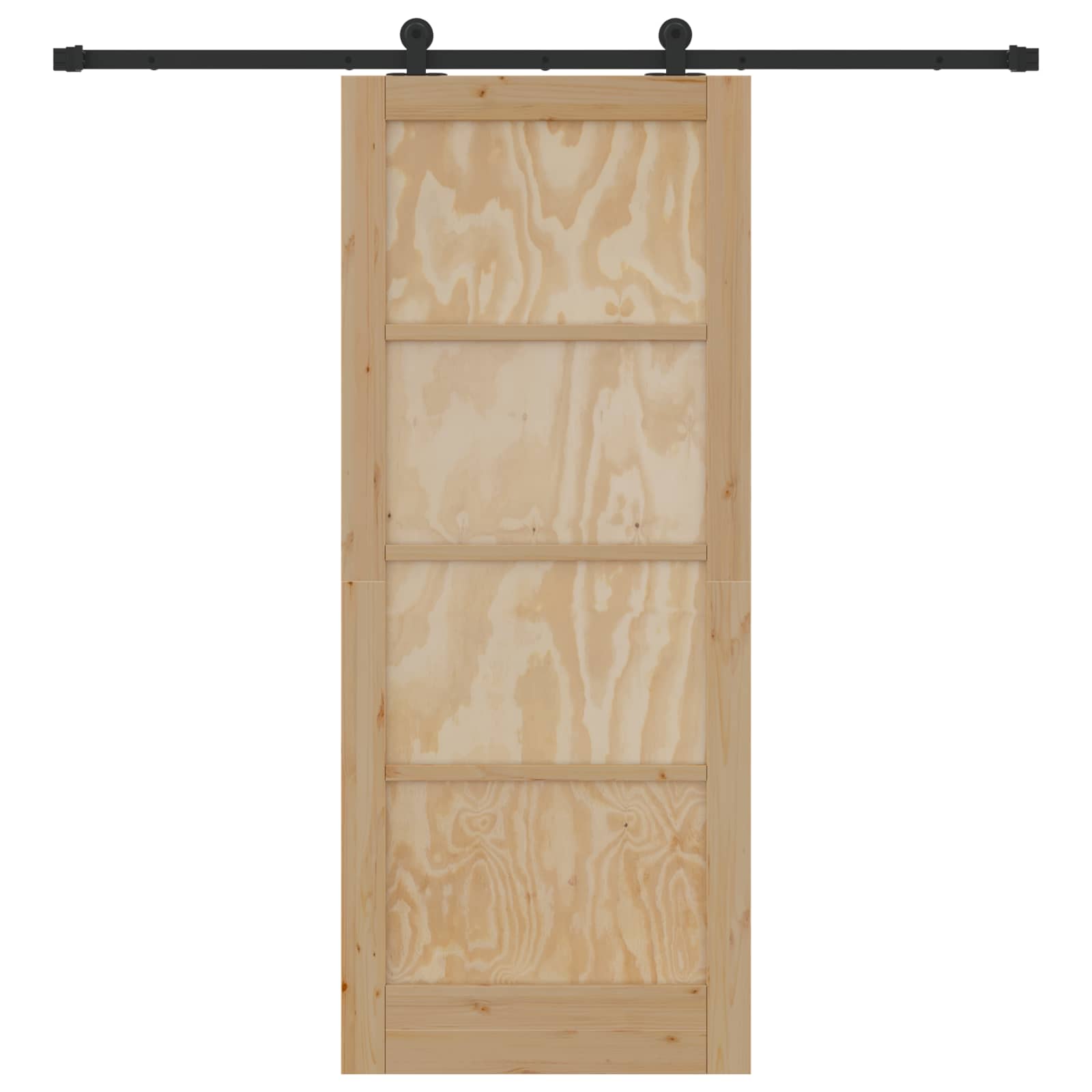 Porta Scorrevole Legno Pino Naturale e Nero 83 x 202 cm