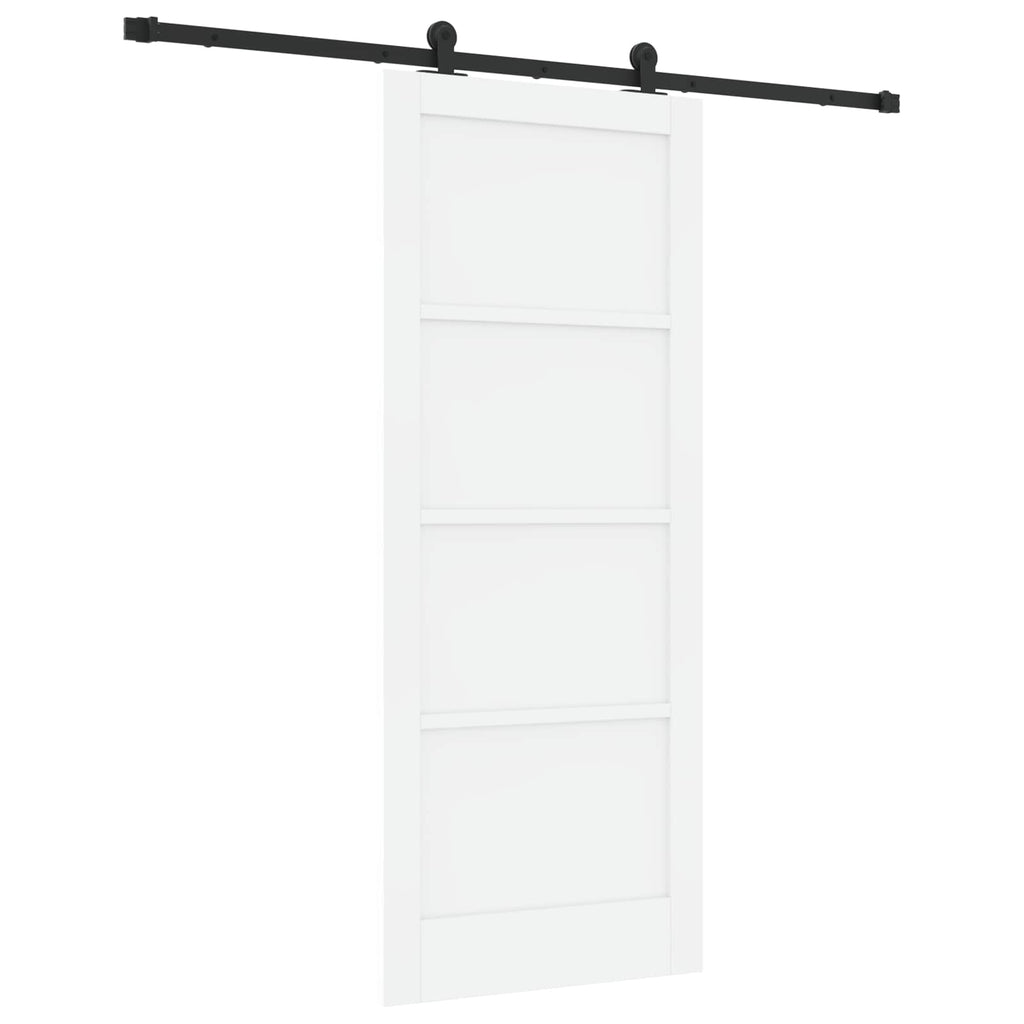 Porta scorrevole in legno di pino bianco e nero 83 x 202 cm