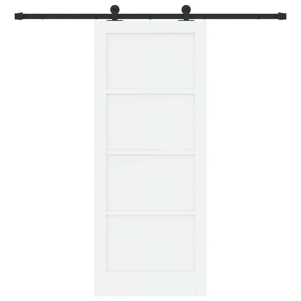 Porta scorrevole in legno di pino bianco e nero 83 x 202 cm