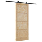 Porta Scorrevole Legno Pino Naturale e Nero 83 x 211 cm