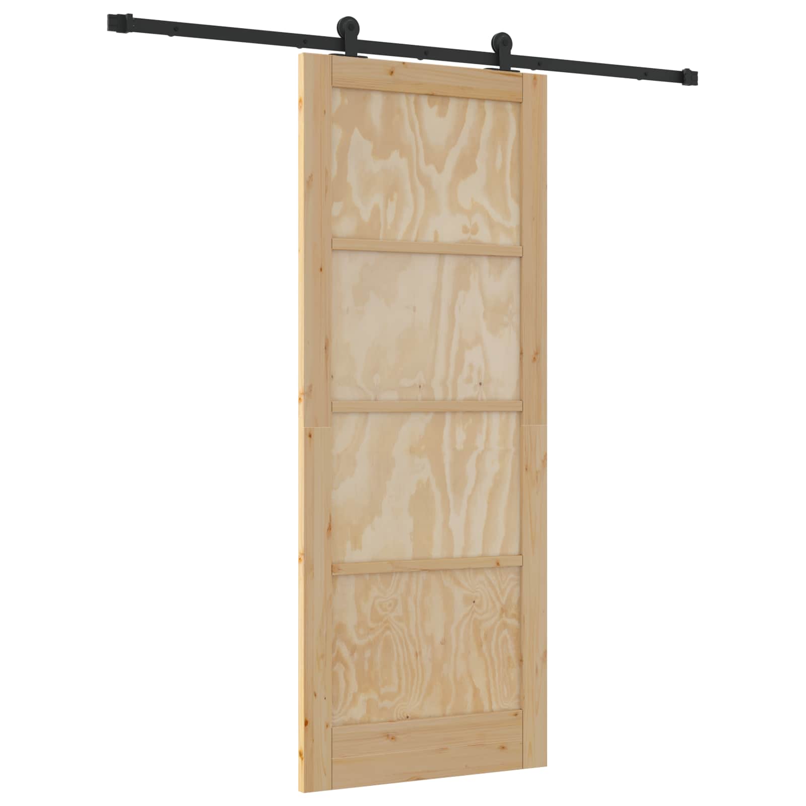 Porta Scorrevole Legno Pino Naturale e Nero 83 x 211 cm
