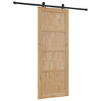 Porta Scorrevole Legno Pino Naturale e Nero 83 x 211 cm
