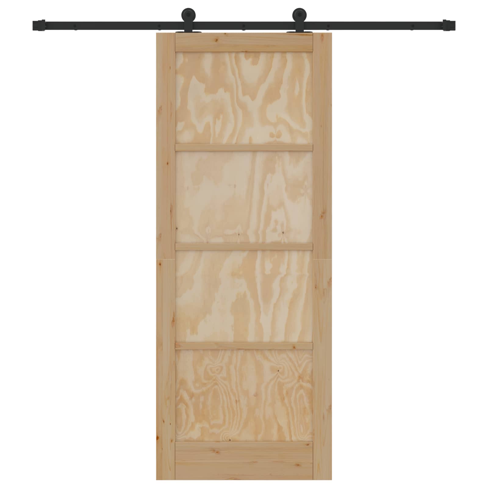 Porta Scorrevole Legno Pino Naturale e Nero 83 x 211 cm