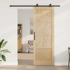 Porta scorrevole in legno di pino naturale e nero 83 x 232 cm