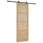 Porta scorrevole in legno di pino naturale e nero 83 x 232 cm