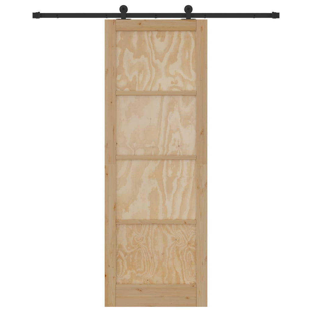 Porta scorrevole in legno di pino naturale e nero 83 x 232 cm