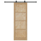Porta scorrevole in legno di pino naturale e nero 83 x 232 cm