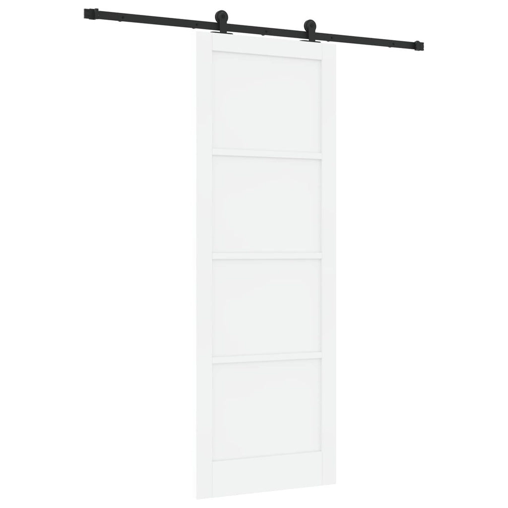 Porta scorrevole in legno di pino 83 x 232 cm bianco e nero