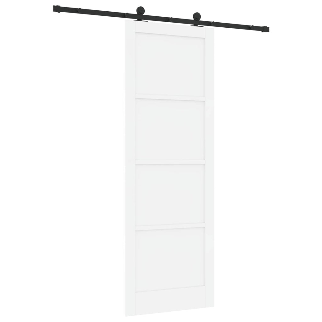 Porta scorrevole in legno di pino 83 x 232 cm bianco e nero