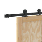Porta scorrevole in legno di pino naturale e nero 86 x 198,5 cm