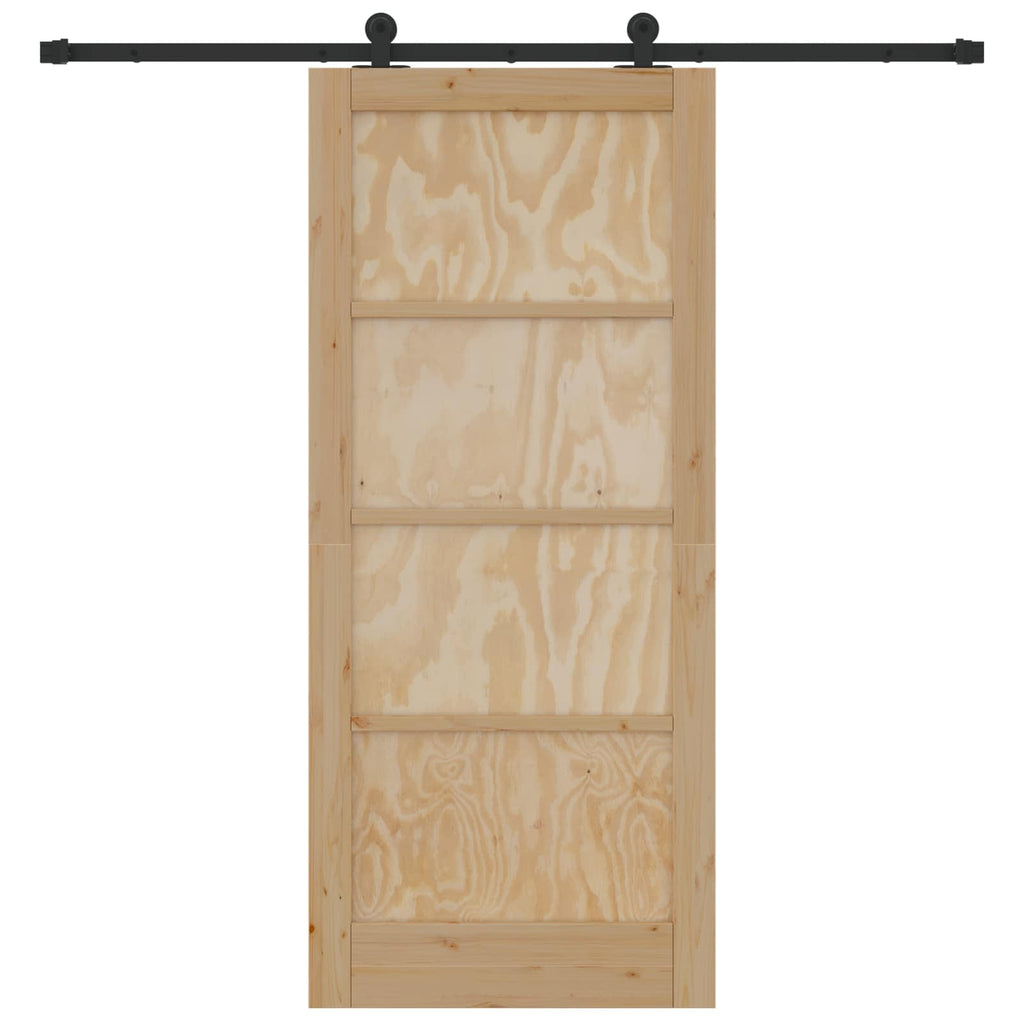 Porta scorrevole in legno di pino naturale e nero 86 x 198,5 cm