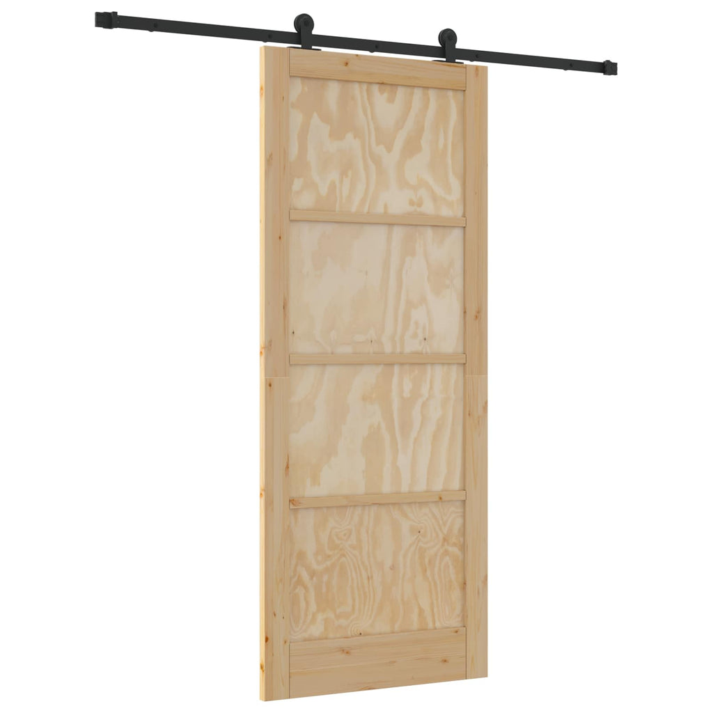 Porta scorrevole in legno di pino naturale e nero 86 x 211 cm