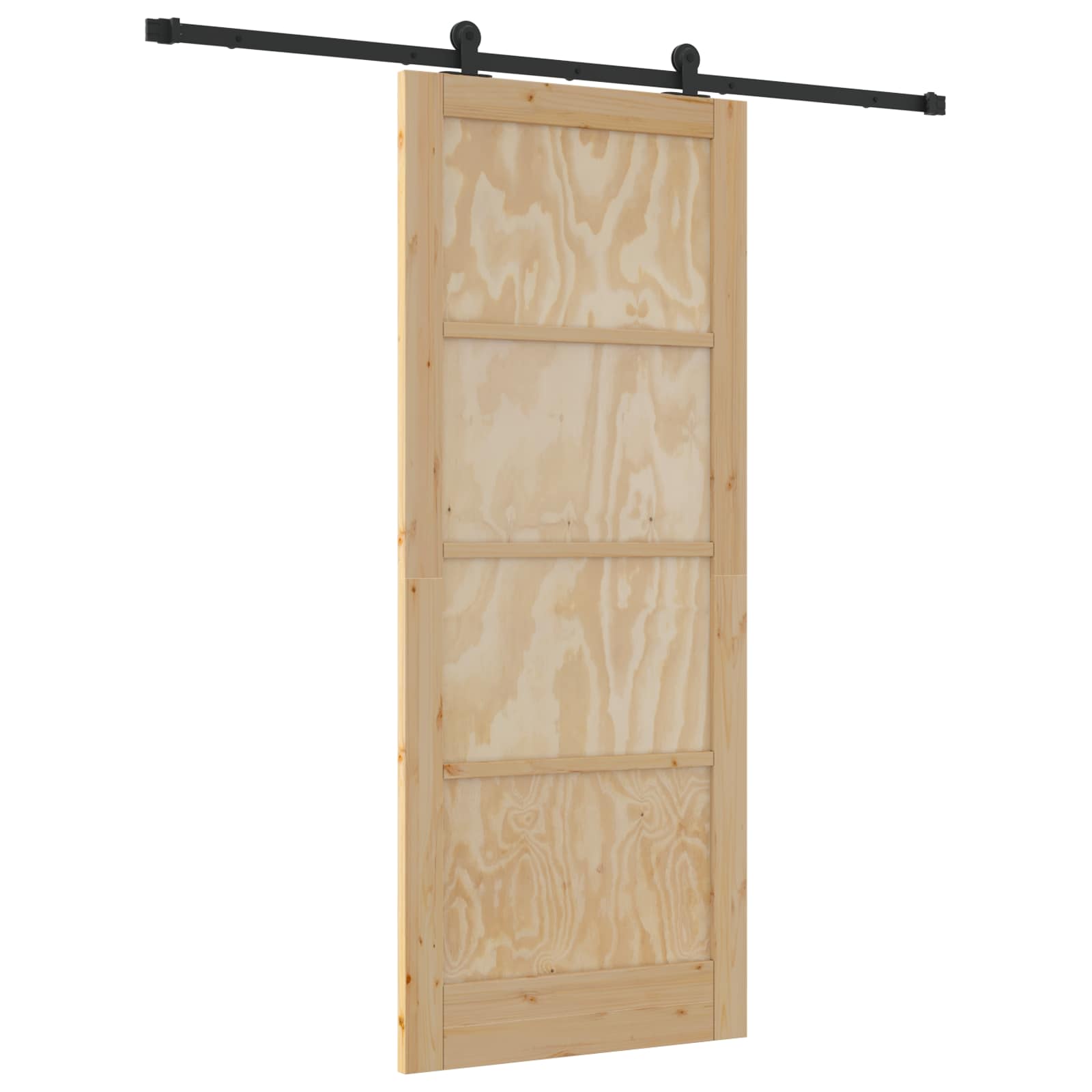 Porta scorrevole in legno di pino naturale e nero 86 x 211 cm