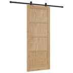 Porta scorrevole in legno di pino naturale e nero 86 x 211 cm