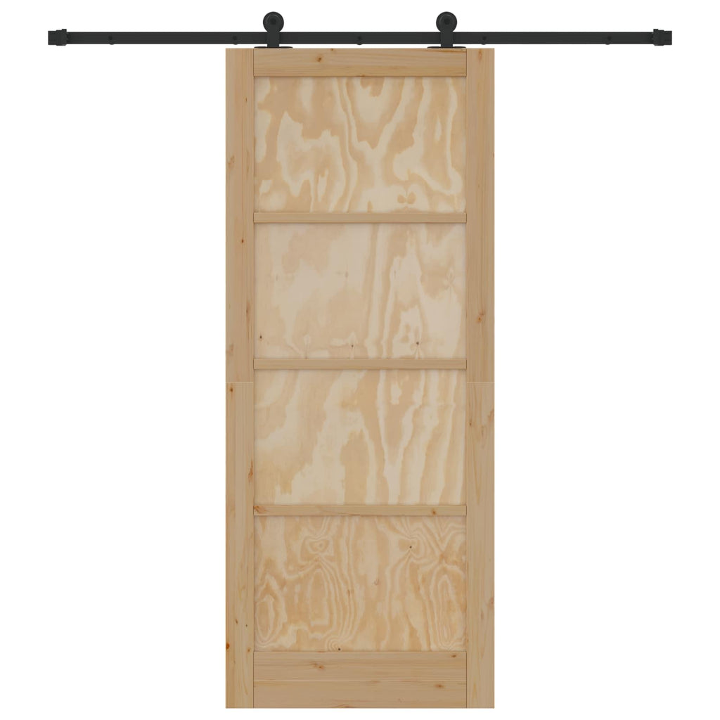 Porta scorrevole in legno di pino naturale e nero 86 x 211 cm