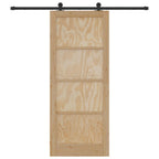 Porta scorrevole in legno di pino naturale e nero 86 x 211 cm