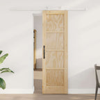 Porta Scorrevole in Legno di Pino Naturale e Bianco 61 x 198,5 cm