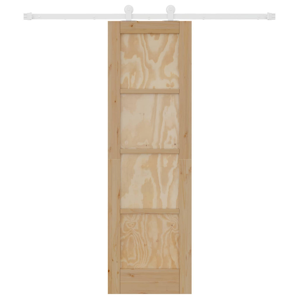 Porta Scorrevole in Legno di Pino Naturale e Bianco 61 x 198,5 cm