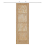 Porta Scorrevole in Legno di Pino Naturale e Bianco 61 x 198,5 cm