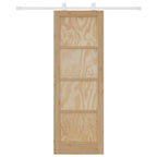 Porta scorrevole in legno di pino naturale e bianco 73,5 x 211 cm