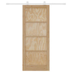 Porta scorrevole in legno di pino naturale e bianco 83 x 202 cm