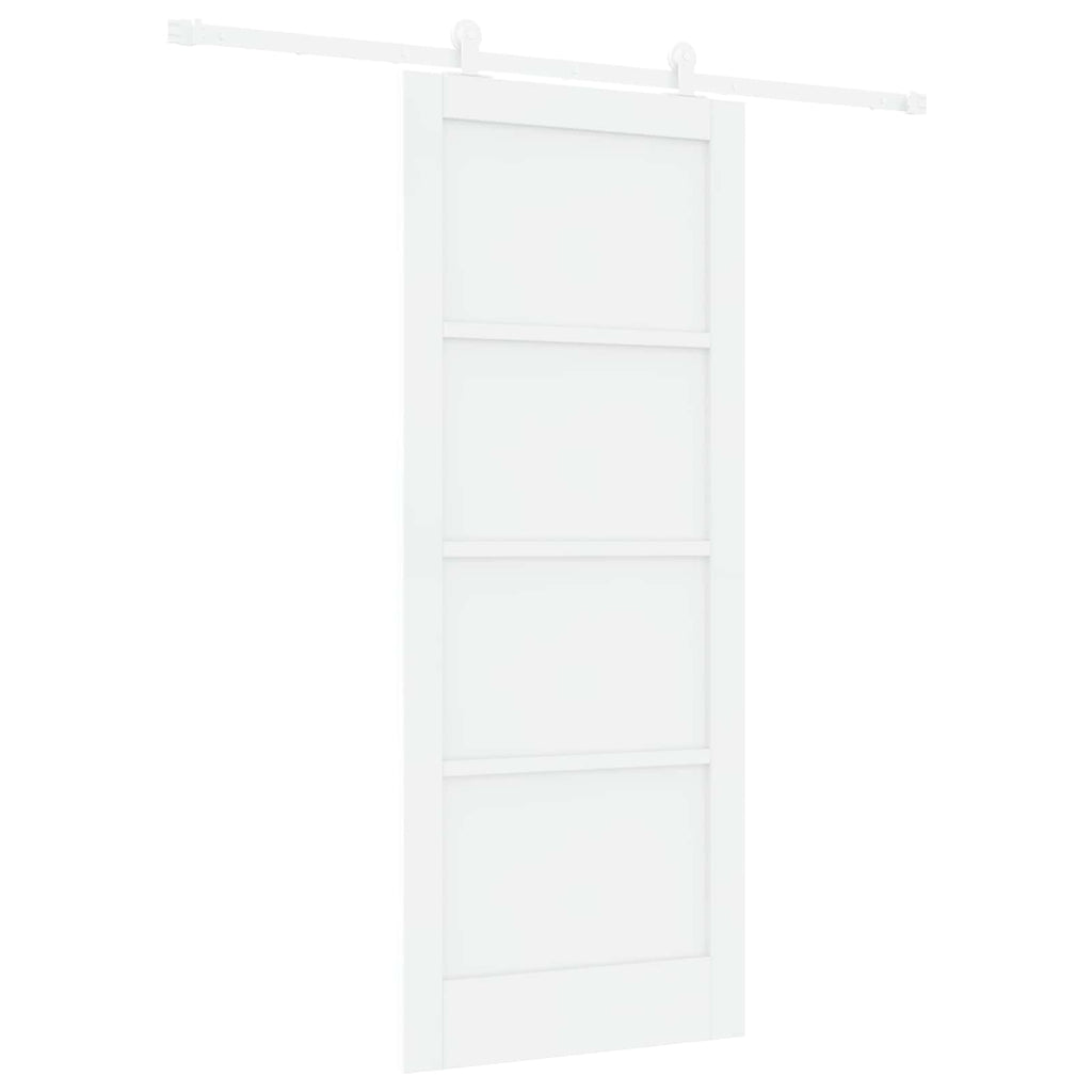 Porta Scorrevole Bianco 83 x 202 cm Legno Massello di Pino