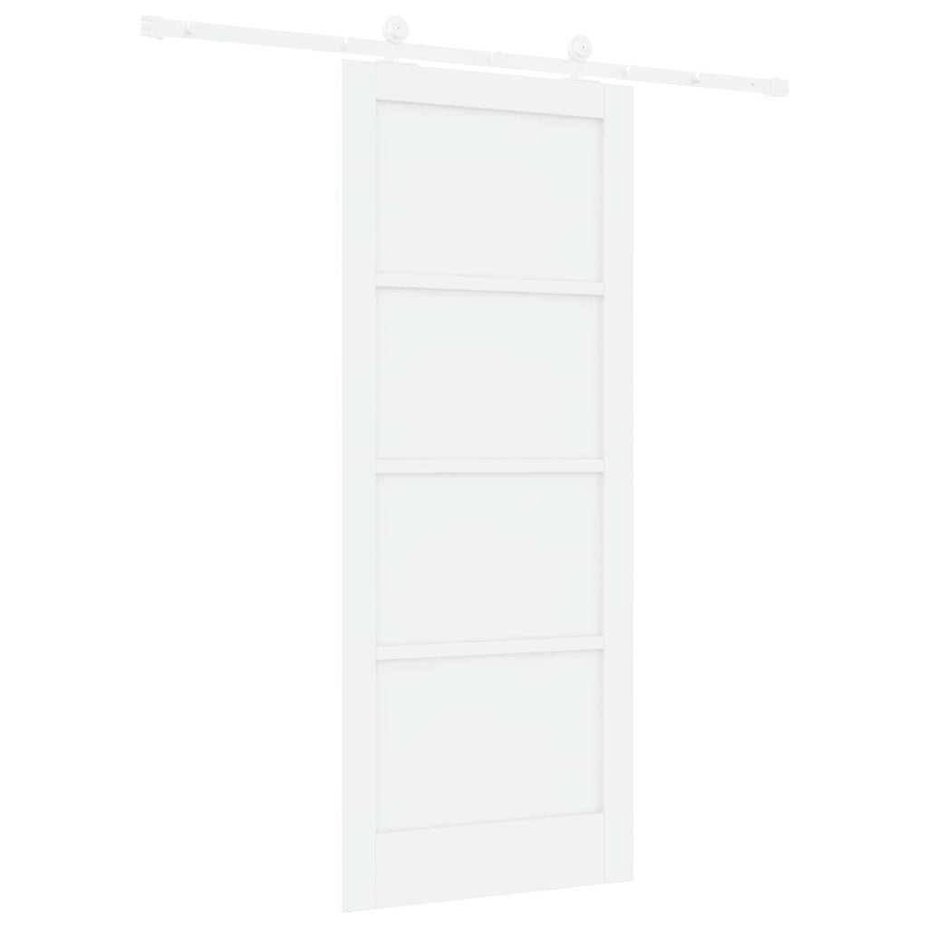 Porta Scorrevole Bianco 83 x 202 cm Legno Massello di Pino