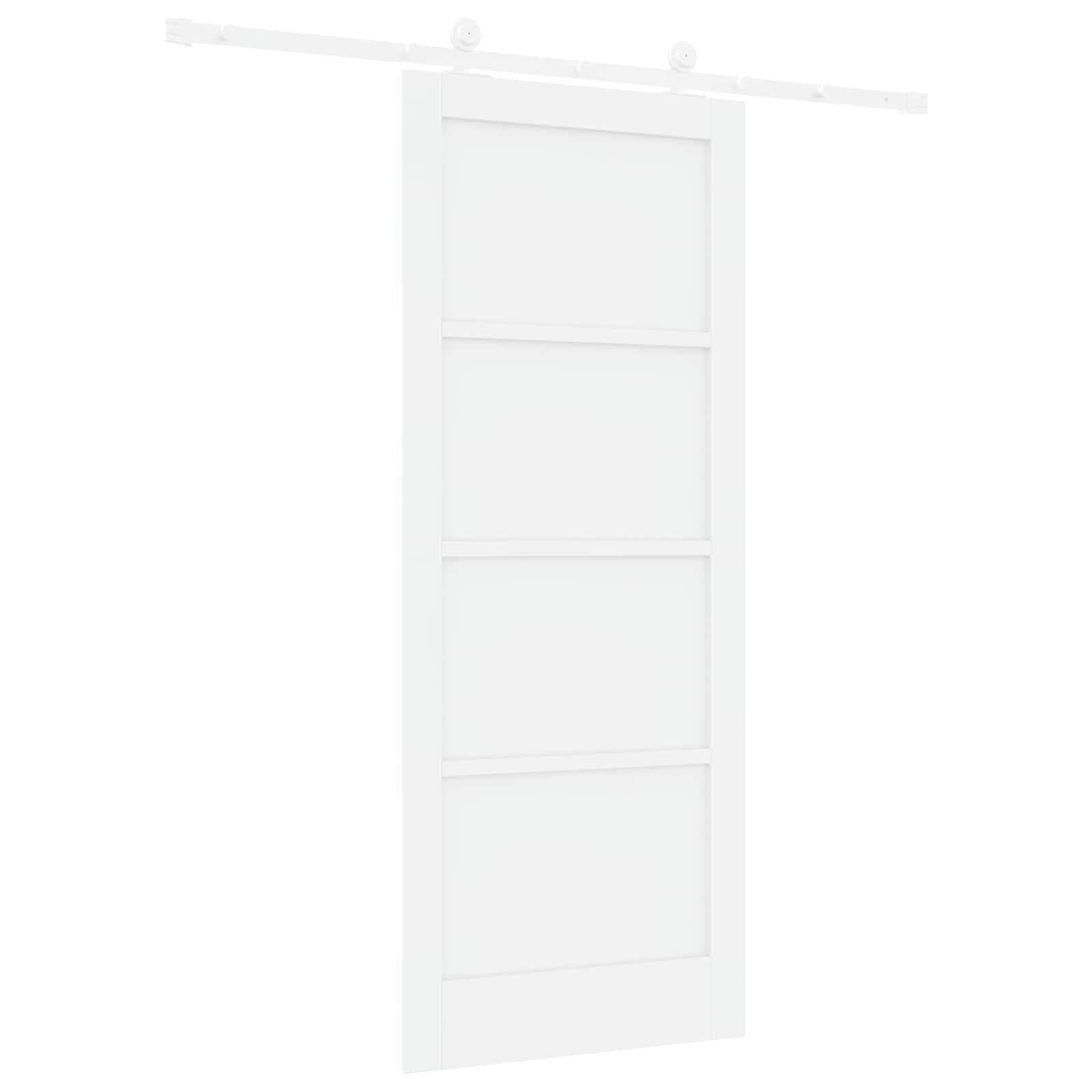 Porta Scorrevole Bianco 83 x 202 cm Legno Massello di Pino