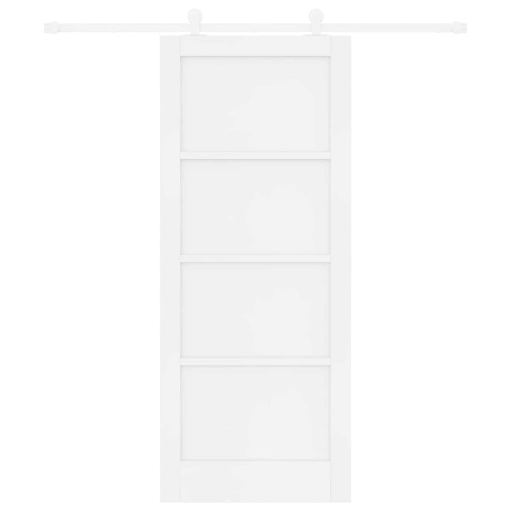 Porta Scorrevole Bianco 83 x 202 cm Legno Massello di Pino