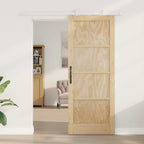 Porta Scorrevole Legno Pino Naturale e Bianco 83 x 211 cm