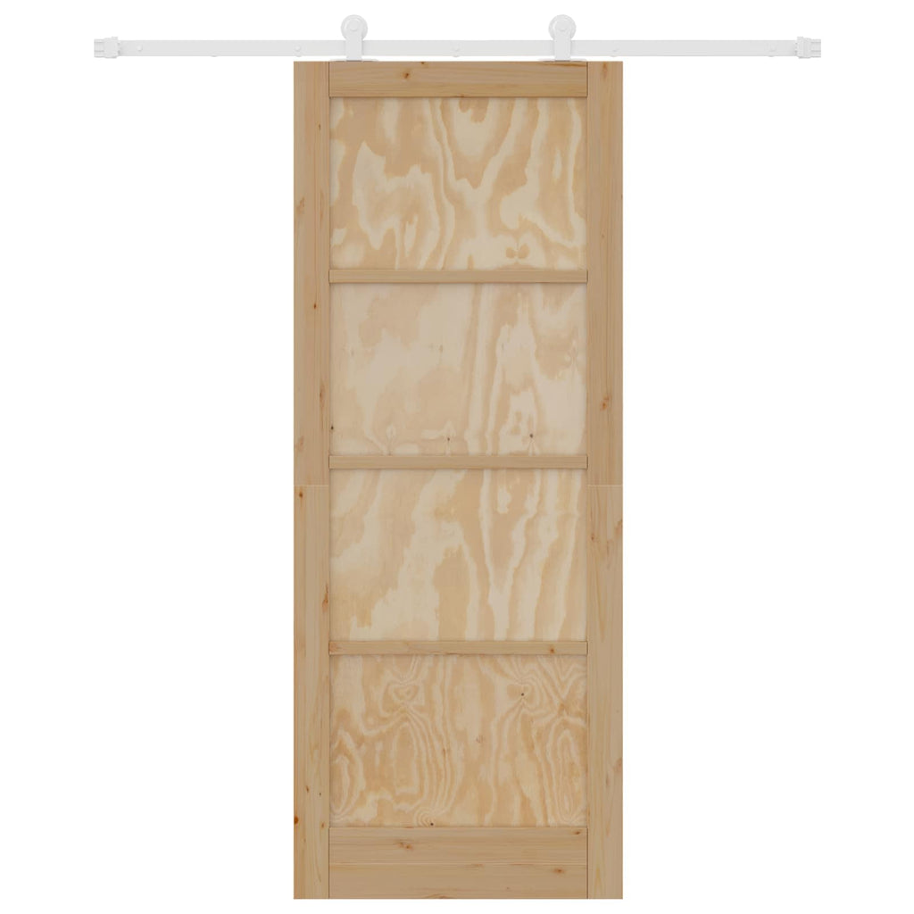 Porta Scorrevole Legno Pino Naturale e Bianco 83 x 211 cm