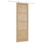Porta scorrevole in legno di pino naturale e bianco 83 x 232 cm