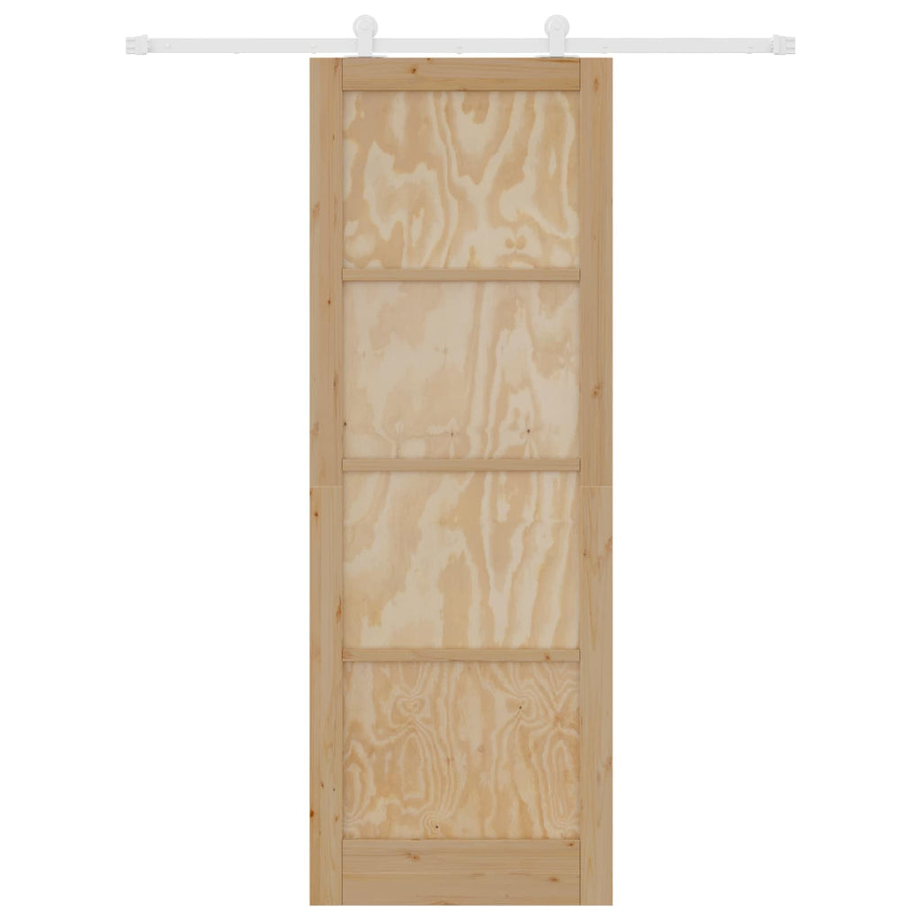 Porta scorrevole in legno di pino naturale e bianco 83 x 232 cm