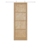 Porta scorrevole in legno di pino naturale e bianco 83 x 232 cm