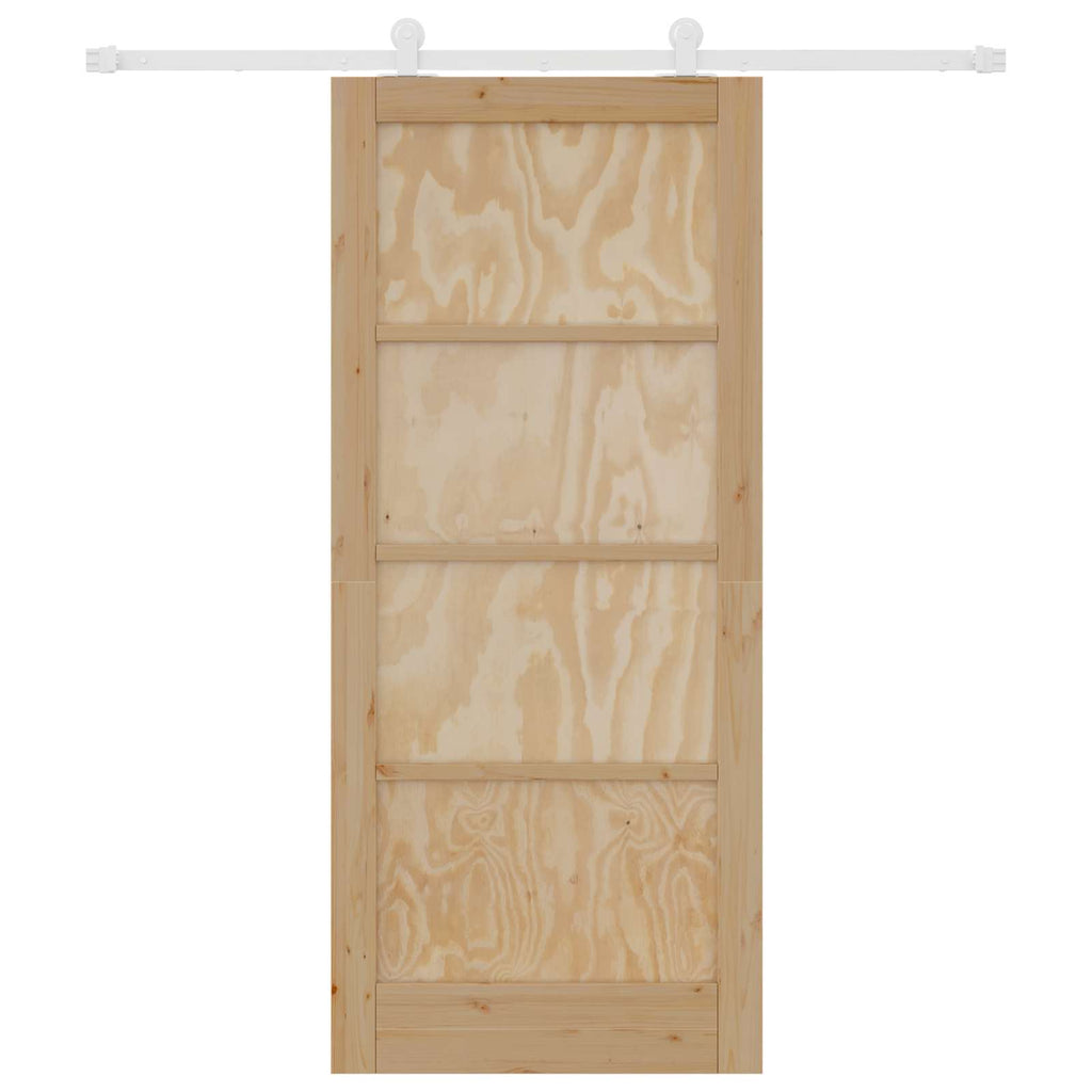 Porta scorrevole in legno di pino naturale e bianco 86 x 198,5 cm