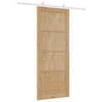 Porta Scorrevole Legno di Pino Naturale e Bianco 86 x 211 cm