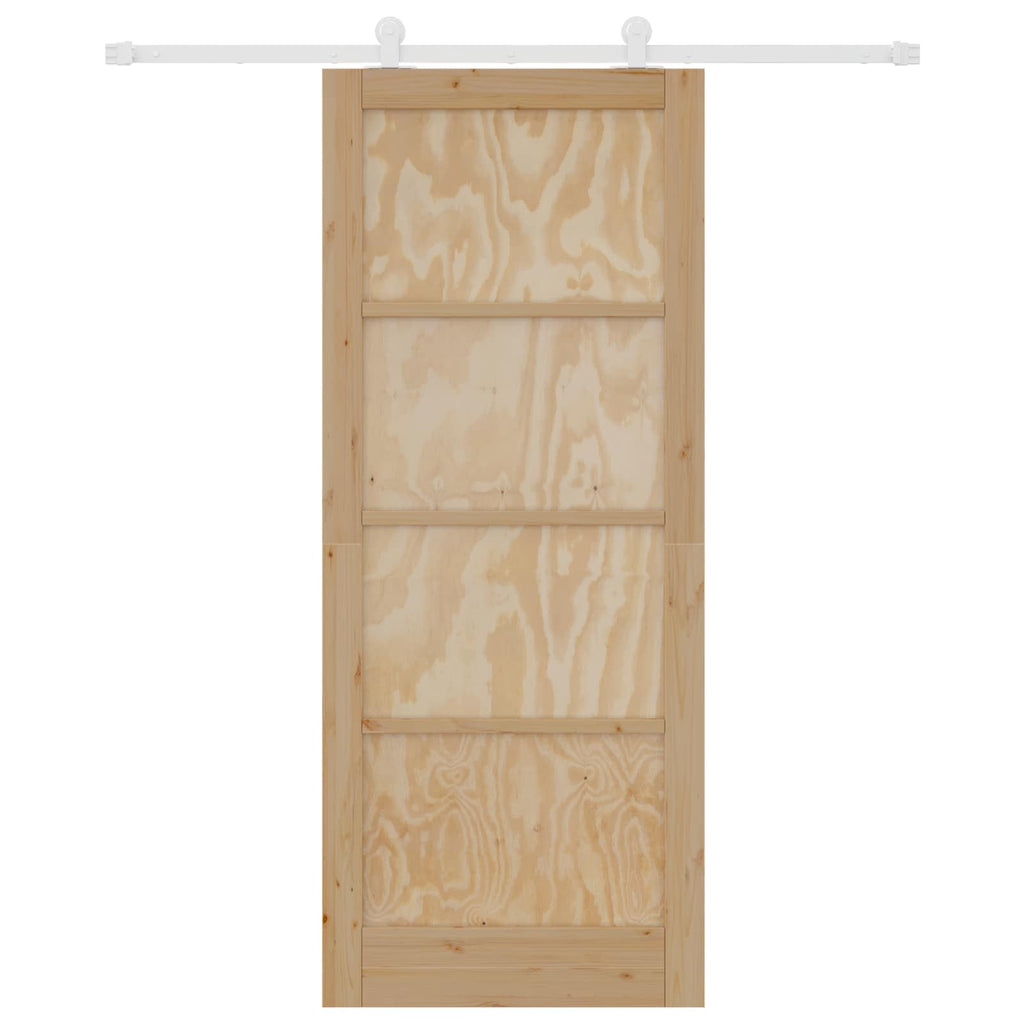 Porta Scorrevole Legno di Pino Naturale e Bianco 86 x 211 cm