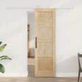 Porta Scorrevole in Legno di Pino Naturale e Bianco 61 x 198,5 cm