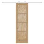 Porta Scorrevole in Legno di Pino Naturale e Bianco 61 x 198,5 cm