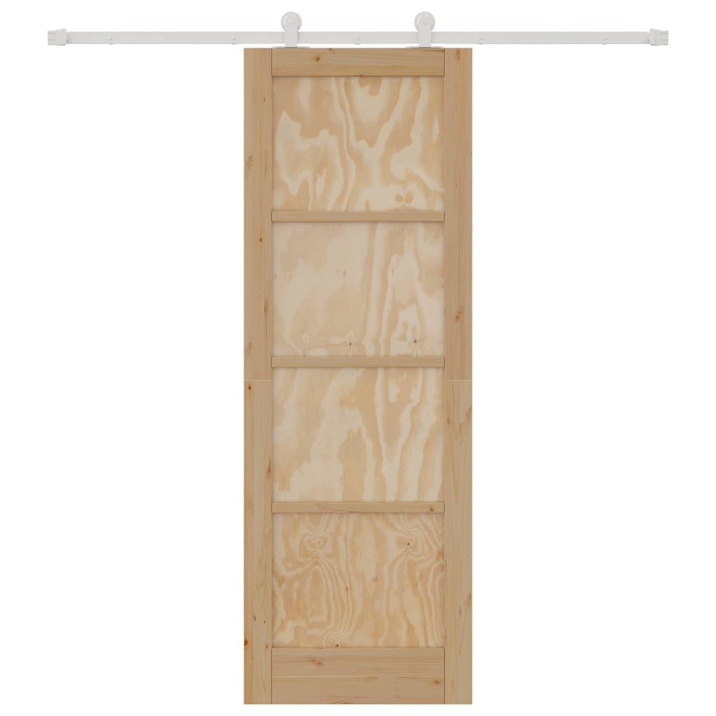 Porta scorrevole in legno di pino naturale e bianco 73,5 x 211 cm