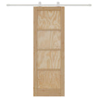 Porta scorrevole in legno di pino naturale e bianco 73,5 x 211 cm