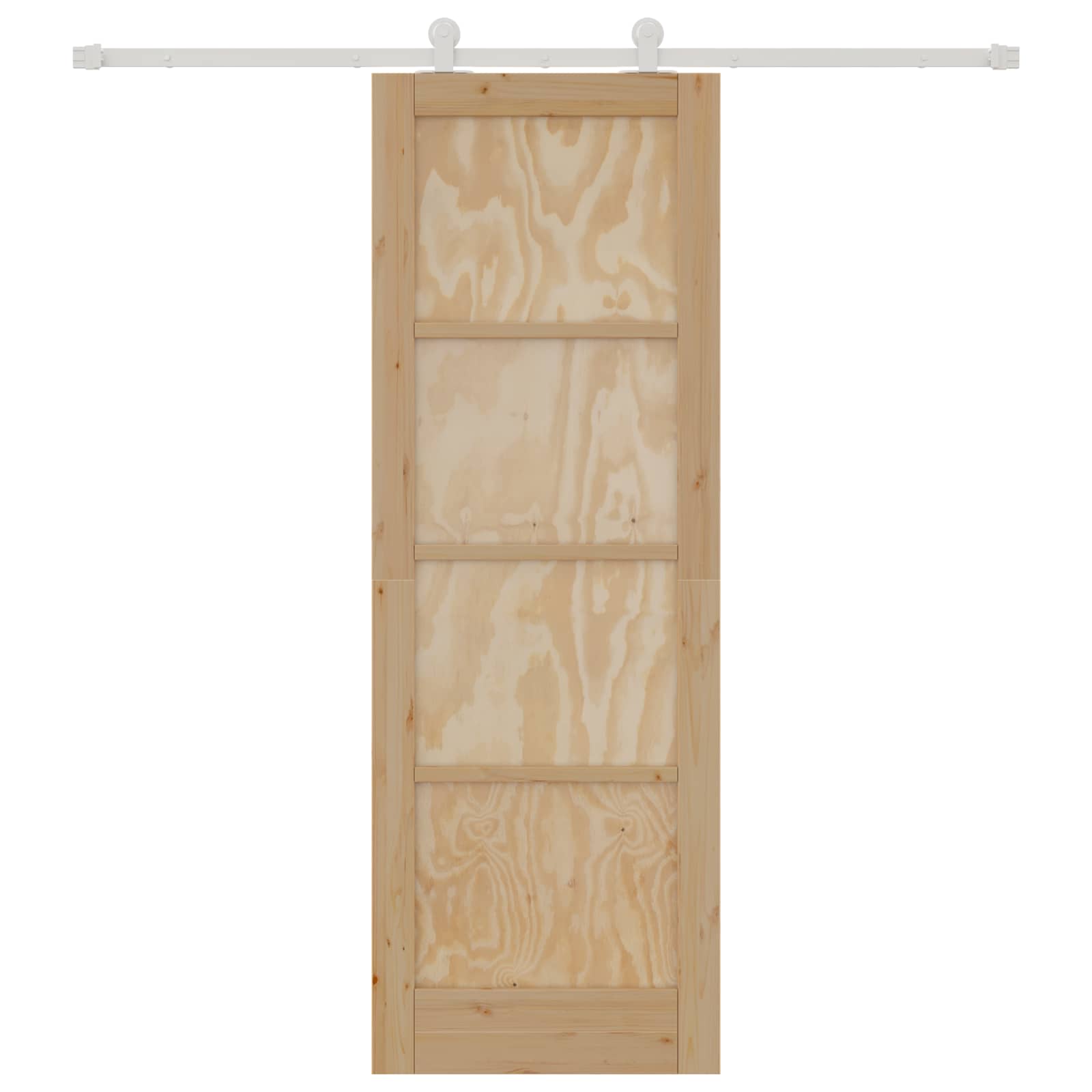 Porta scorrevole in legno di pino naturale e bianco 73,5 x 211 cm