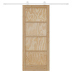 Porta Scorrevole Legno di Pino Naturale e Bianco 83 x 202 cm