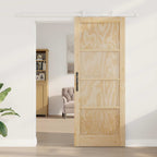 Porta Scorrevole Legno Pino Naturale e Bianco 83 x 211 cm