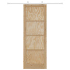 Porta scorrevole in legno di pino naturale e bianco 83 x 232 cm
