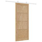 Porta Scorrevole Legno Pino Naturale e Bianco 86 x 211 cm
